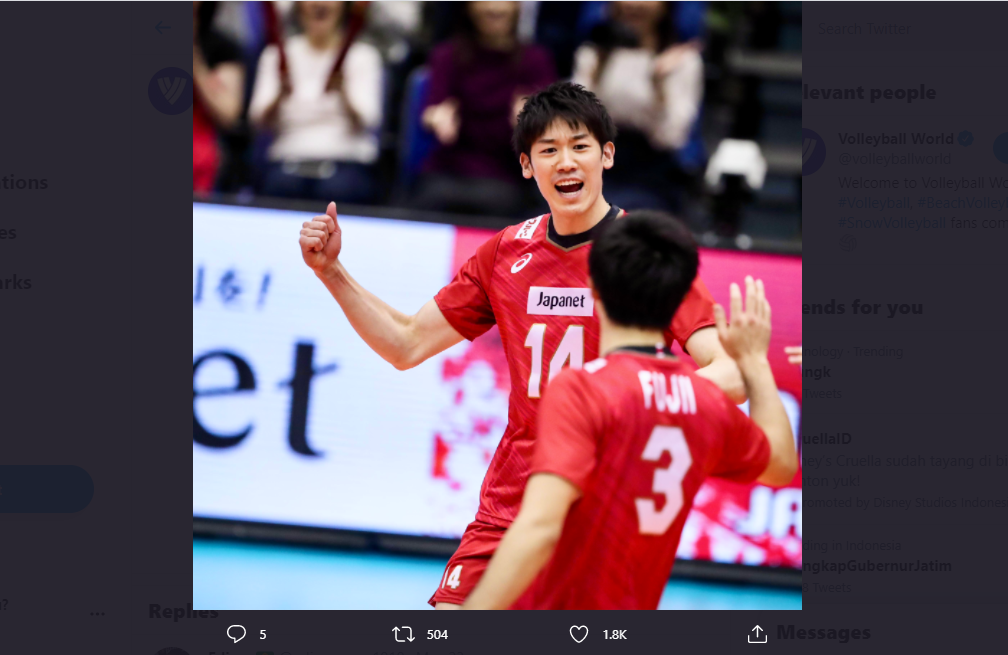Kapten timnas voli putra Jepang di Olimpiade Tokyo, Yuki Ishikawa.