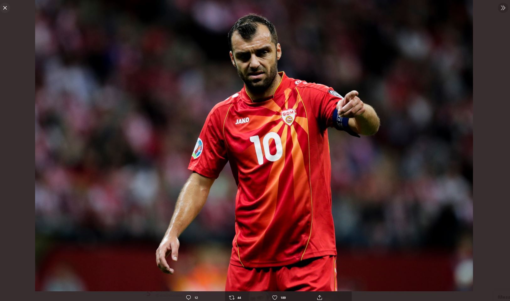 Bintang timnas Makedonia Utara di Piala Eropa 2020, Goran Pandev.