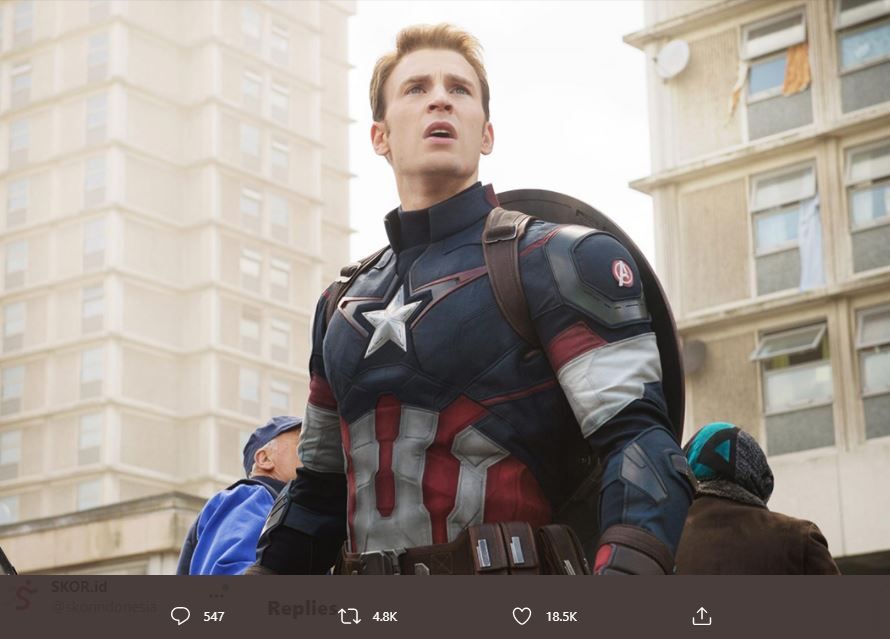 Potret Chris Evans saat memerankan Captain America. 