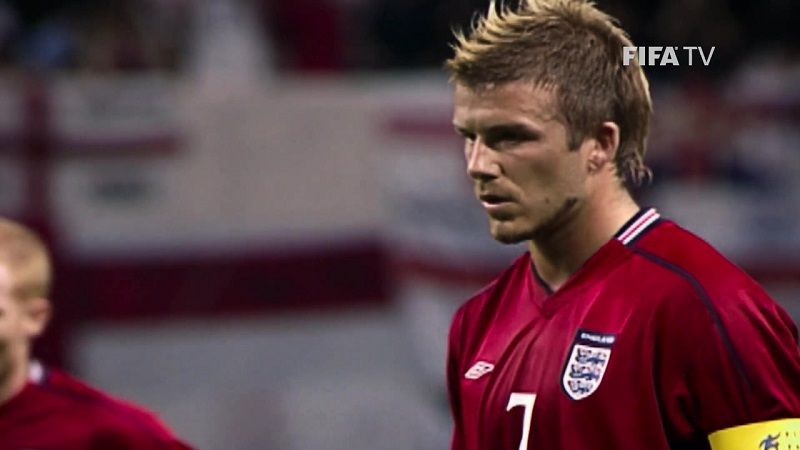 David Beckham saat masih aktif bermain tampil untuk timnas Inggris di Piala Dunia.