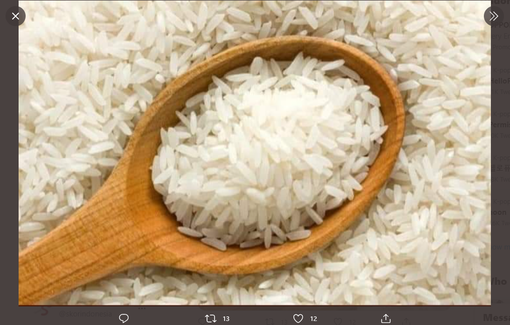 Ilustrasi beras putih, jenis yang paling digemari masyarakat Indonesia.