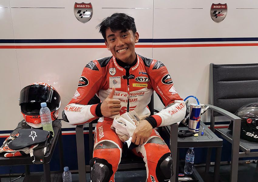 Potret Mario Suryo Aji di paddock Astra Honda Racing Team untuk FIM CEV Moto 3 Junior World Championship