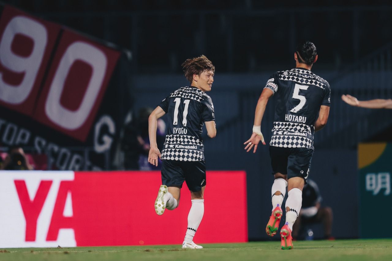 Kyogo Furuhashi saat terakhir kali mencetak gol untuk Vissel Kobe sebelum hijrah ke Celtic FC.