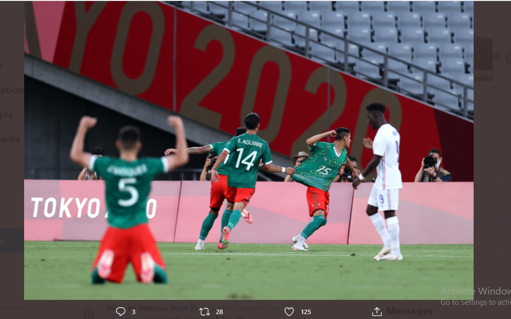 Meksiko berhasil menang besar atas Prancis di laga pembuka Grup A Olimpiade Tokyo 2020, Kamis (22/7/2021).
