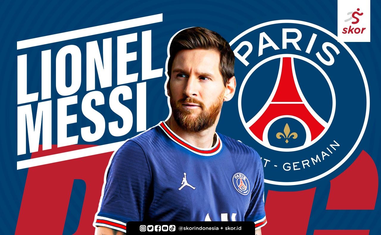 Cover artikel Lionel Messi berseragam Paris Saint-Germain.