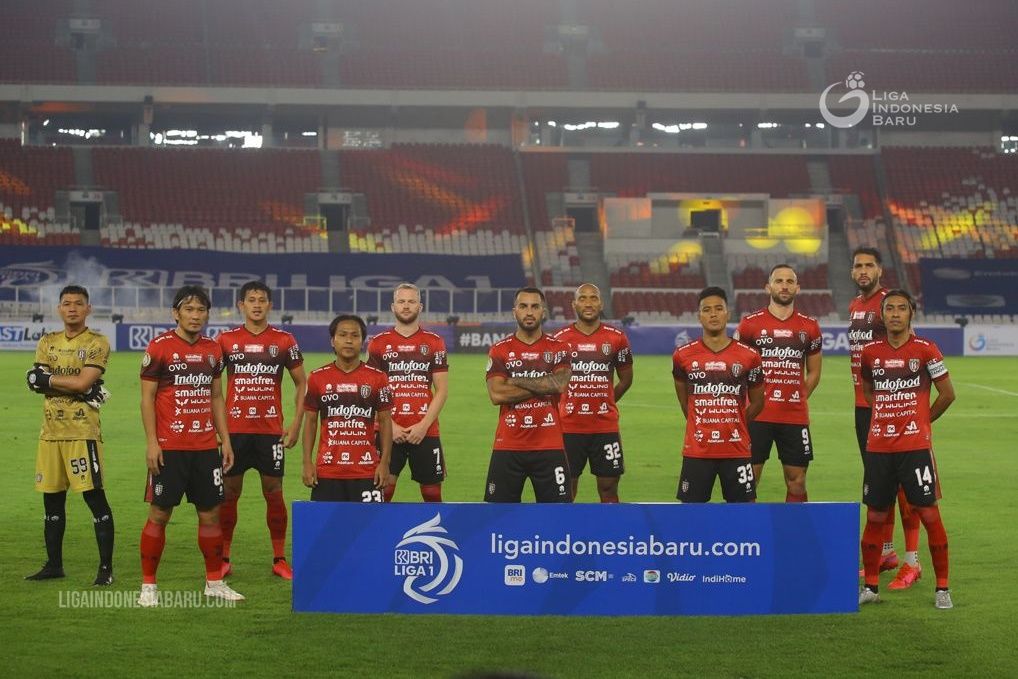 Starter Bali United untuk laga lawan Persik dalam partai pembuka Liga 1 2021-2022 di Stadion Utama Gelora Bung Karno, Jakarta Pusat, 27 Agustus 2021.