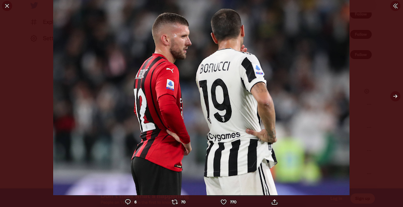 Leonardo Bonucci dan Ante Rebic sempat terlibat cekcok di laga Juventus vs AC Milan.