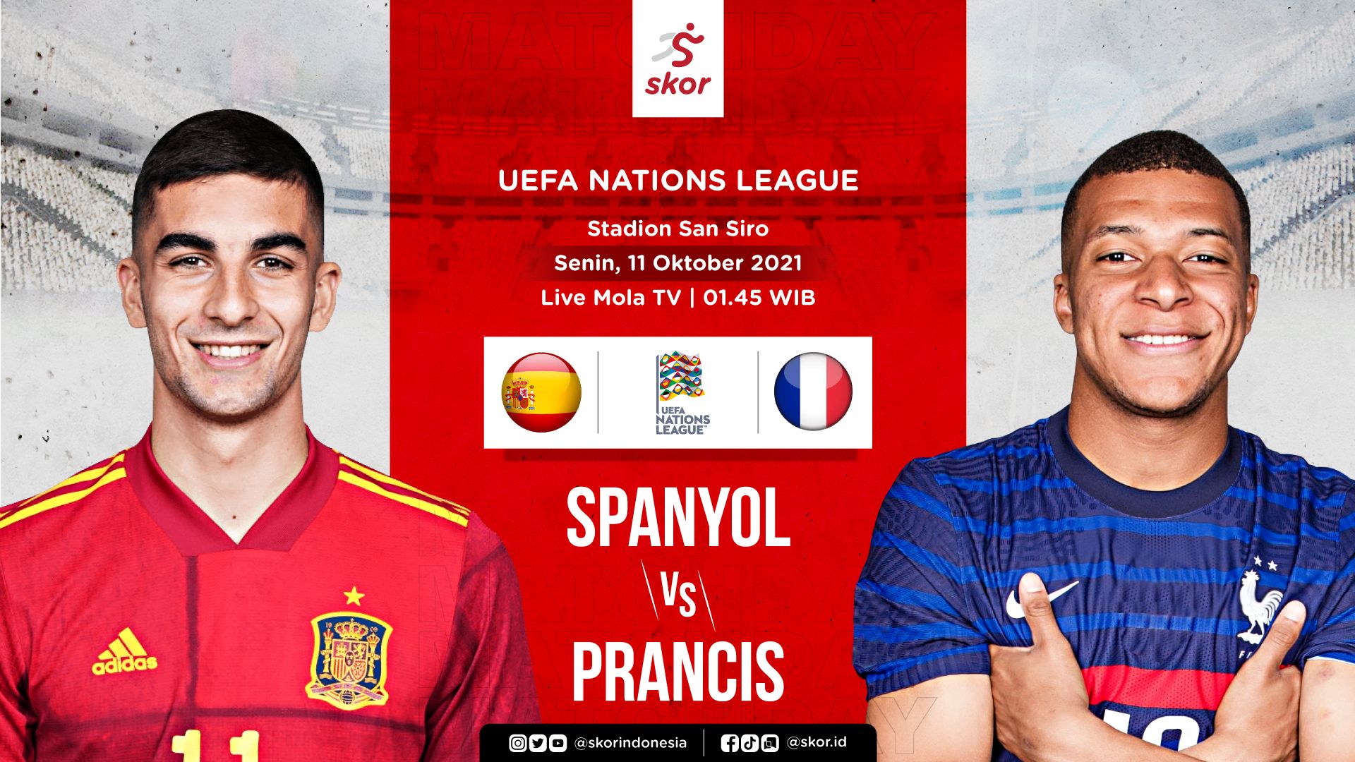 Cover UEFA Nations League, Spanyol vs Prancis
