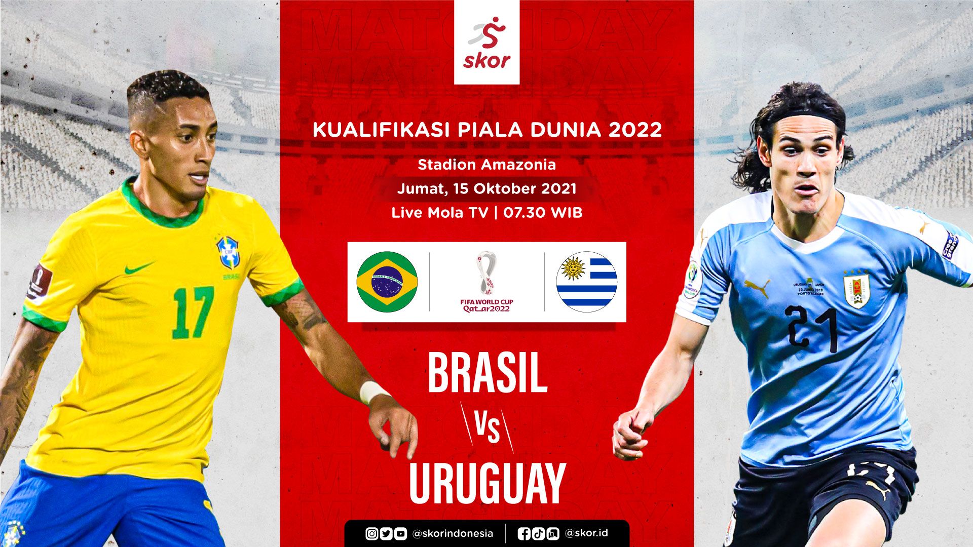 Cover Kualifikasi Piala Dunia 2022, Brasil vs Uruguay