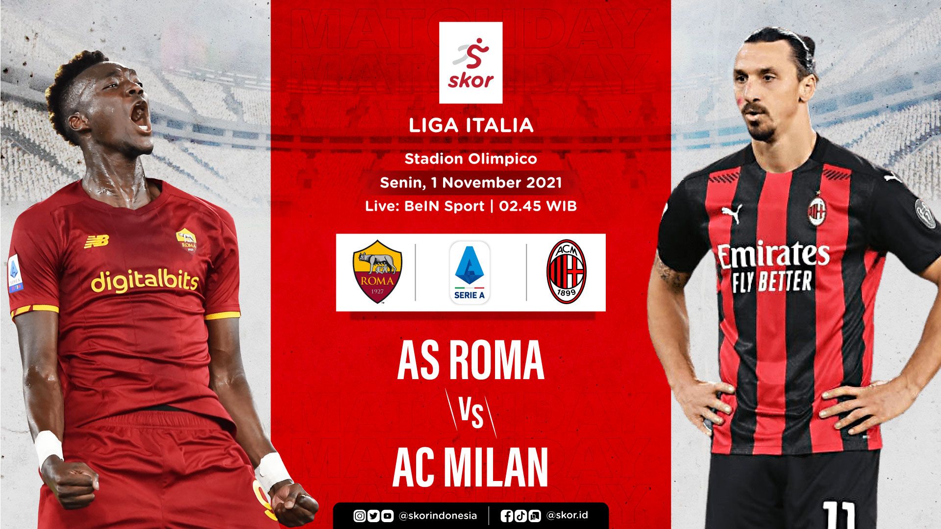 Cover Liga Italia AS Roma vs AC Milan