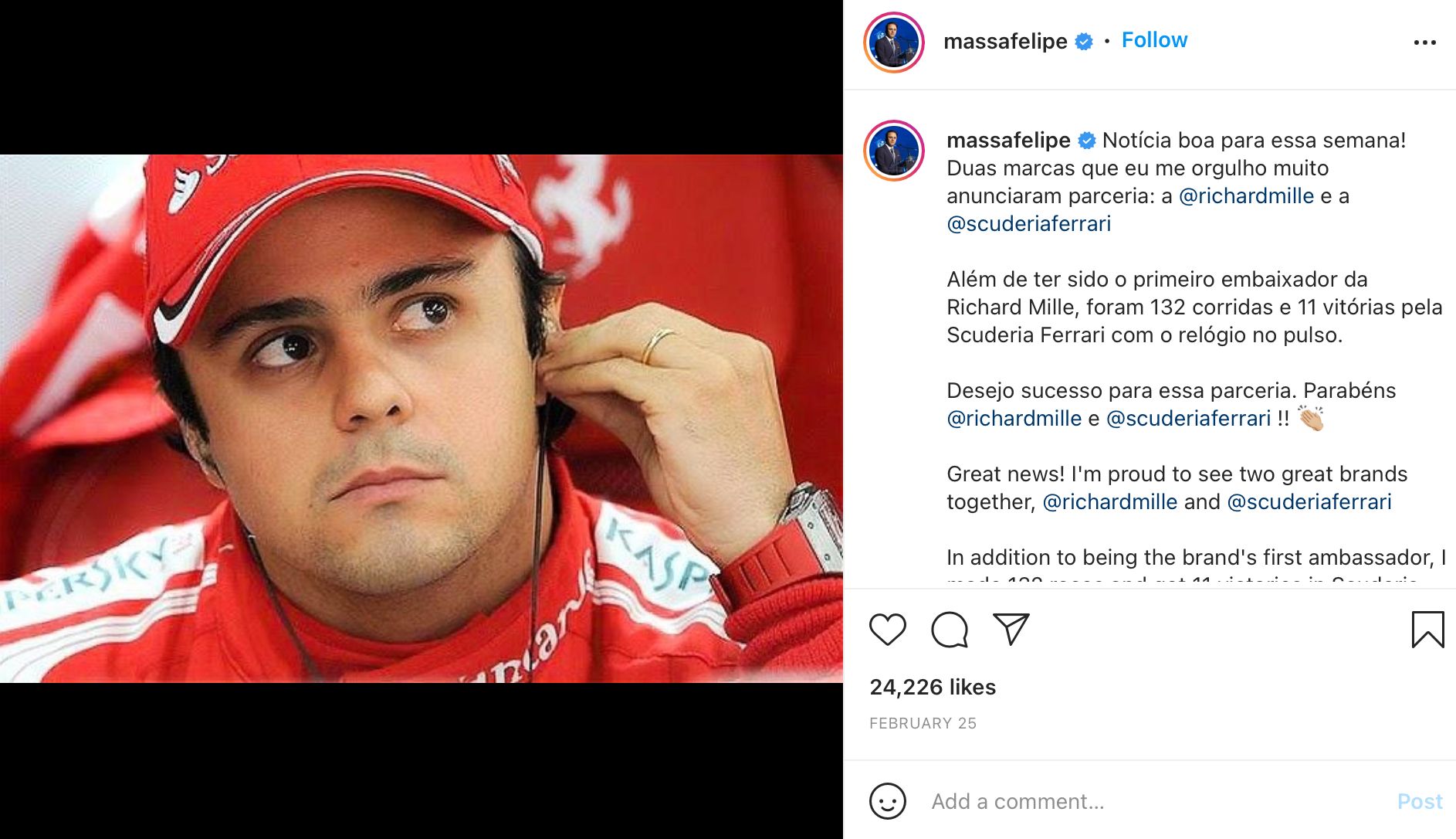 Felipe Massa, salah satu wingman yang pernah bersaing memperebutkan gelar juara dunia F1