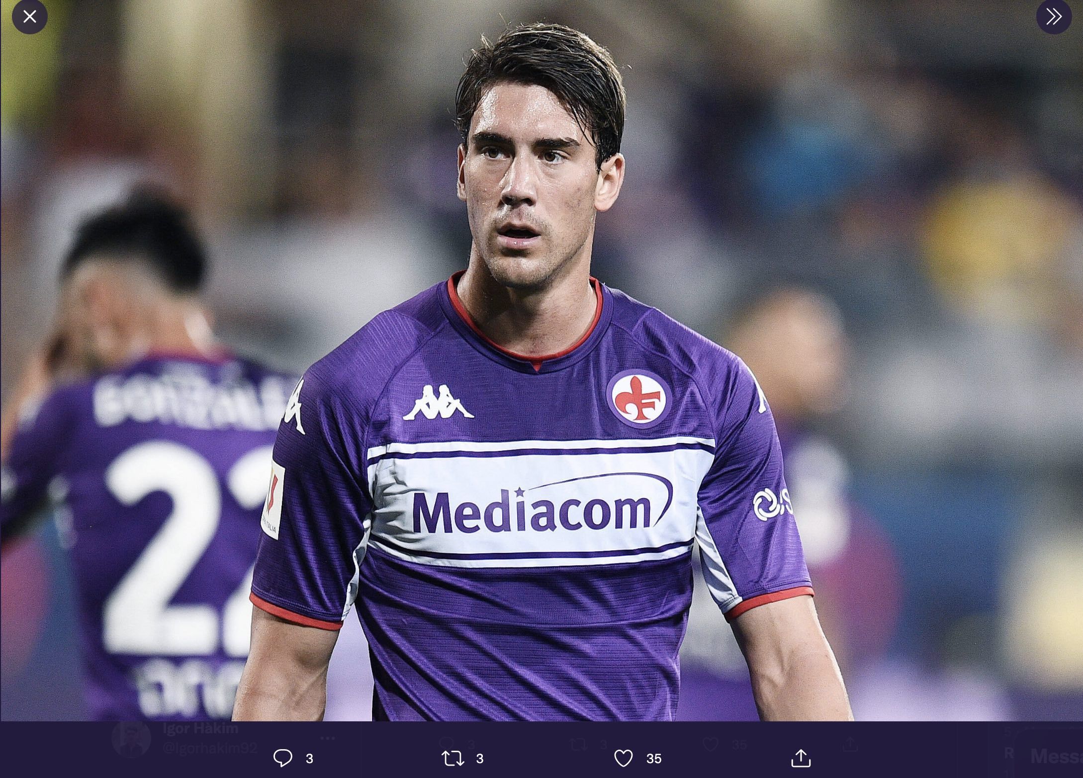 Penyerang ACF Fiorentina, Dusan Vlahovic.