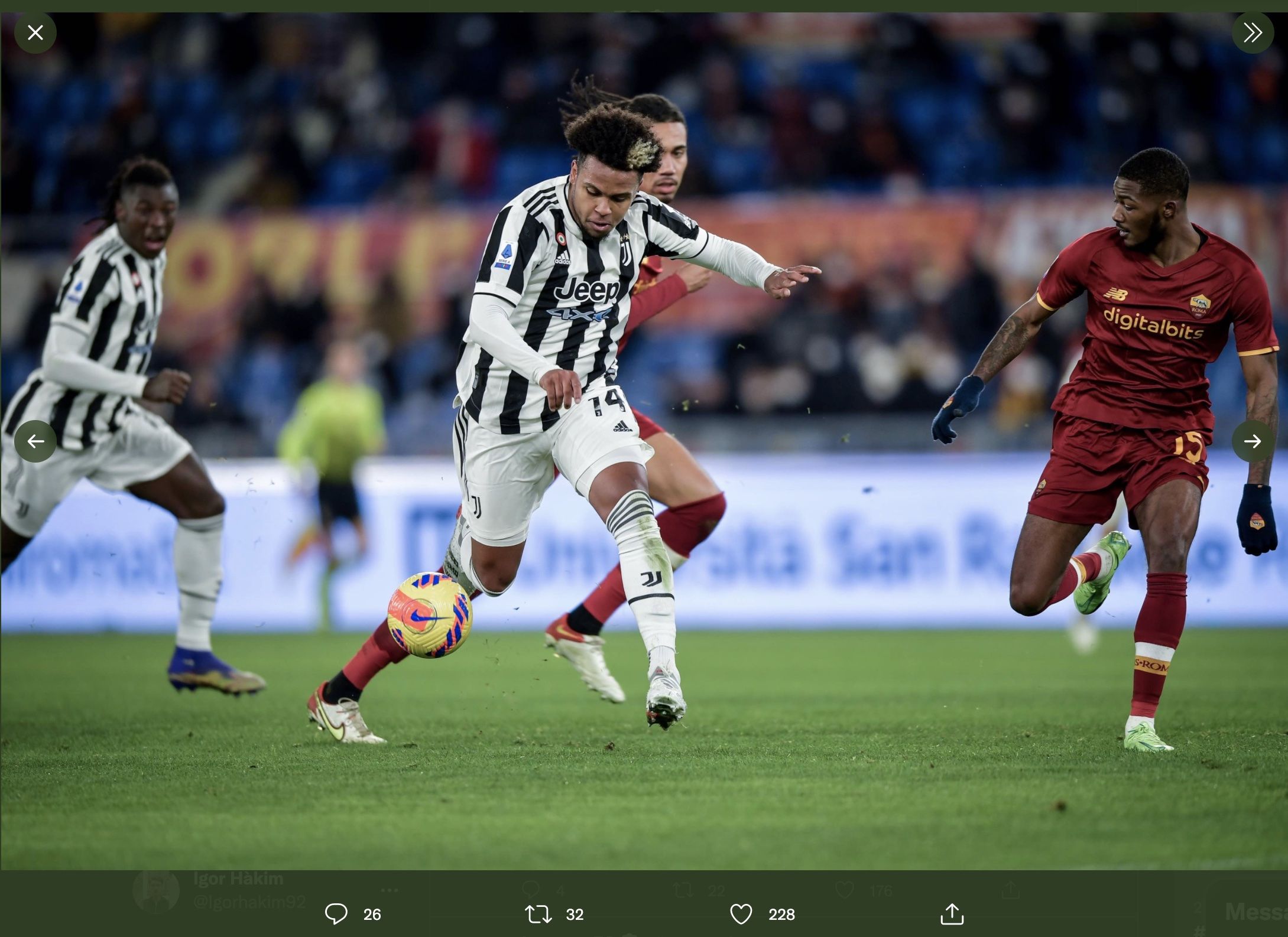 Liga Italia (Serie A): AS Roma vs Juventus (9/1/2022).