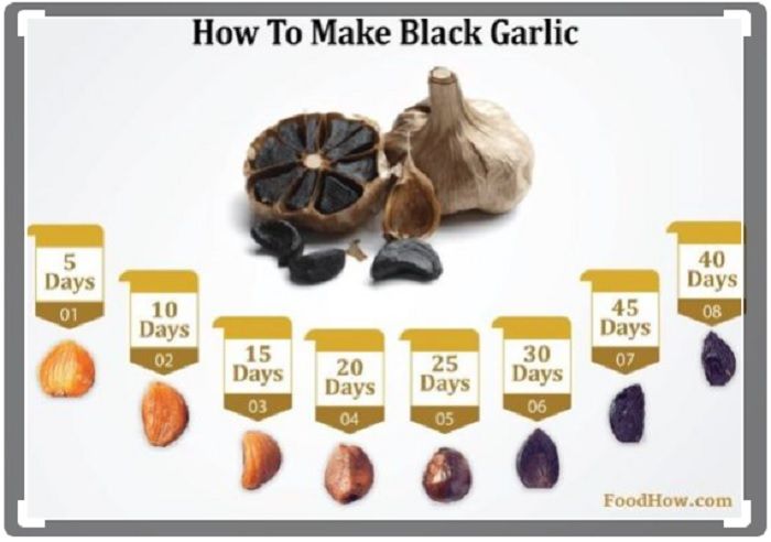 Rangkaian cara membuat bawang putih hitam.