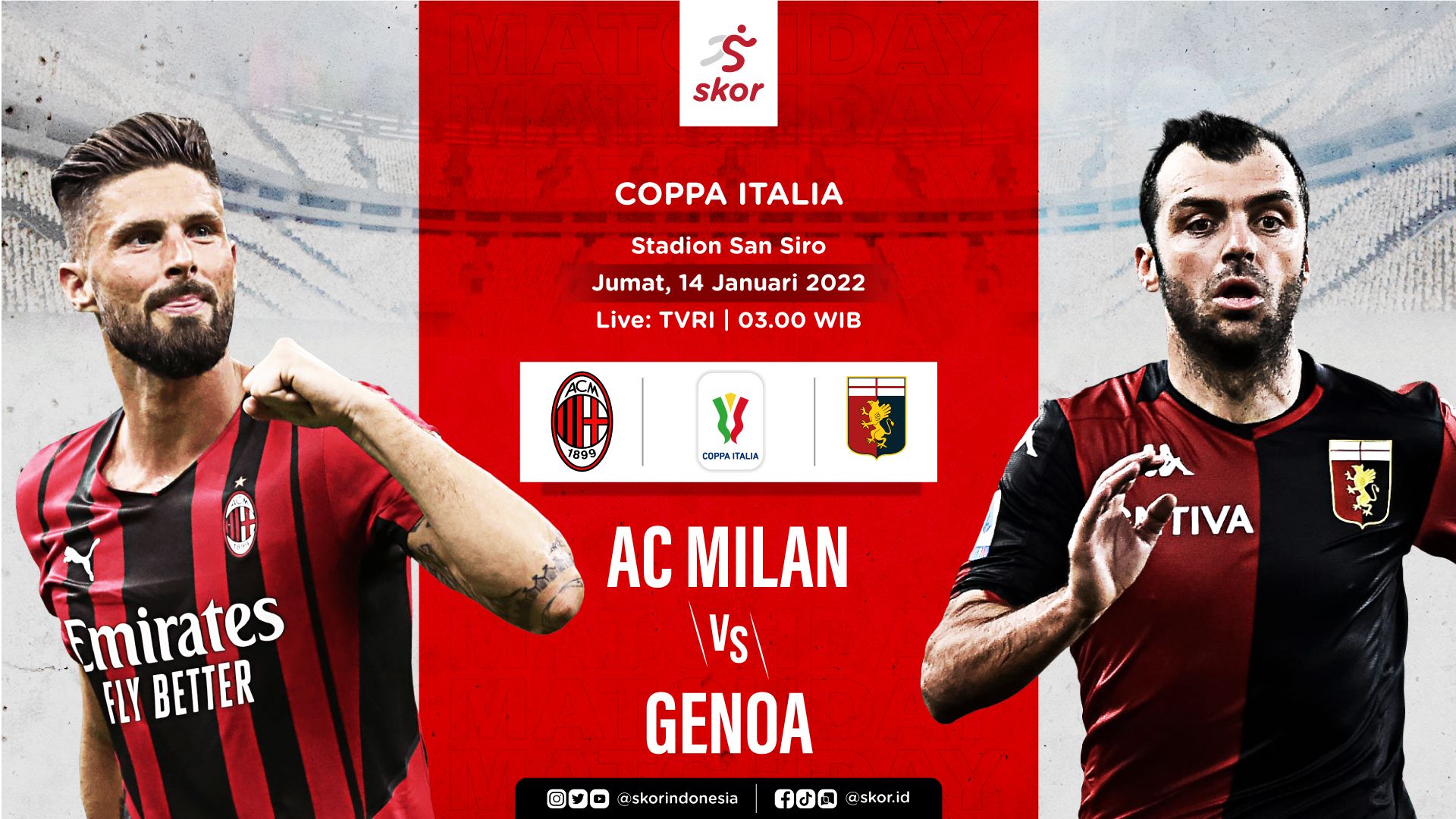 Cover Coppa Italia, AC Milan vs Genoa