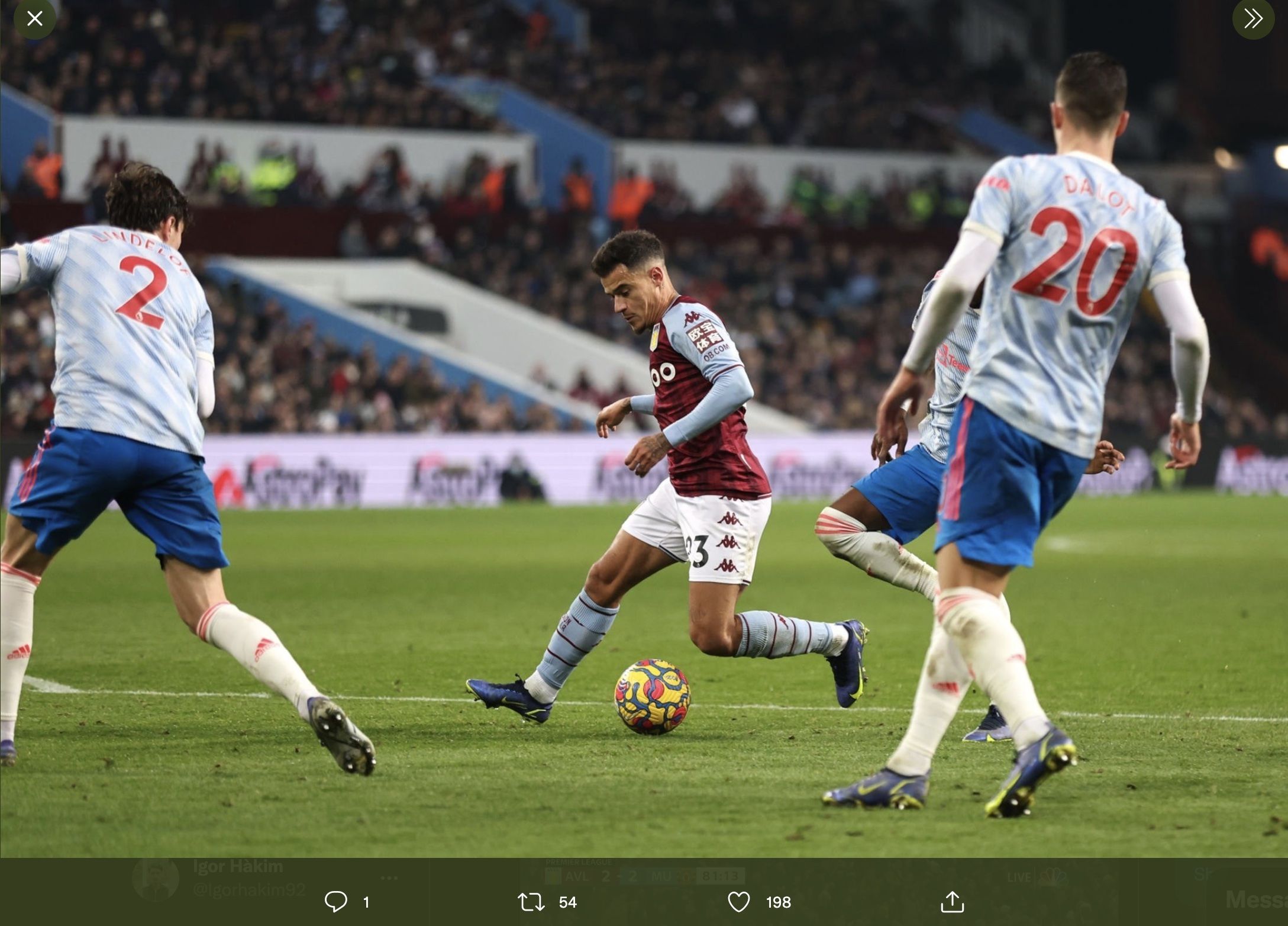 Liga Inggris (Premier League): Aston Villa vs Manchester United (15/1/2022).