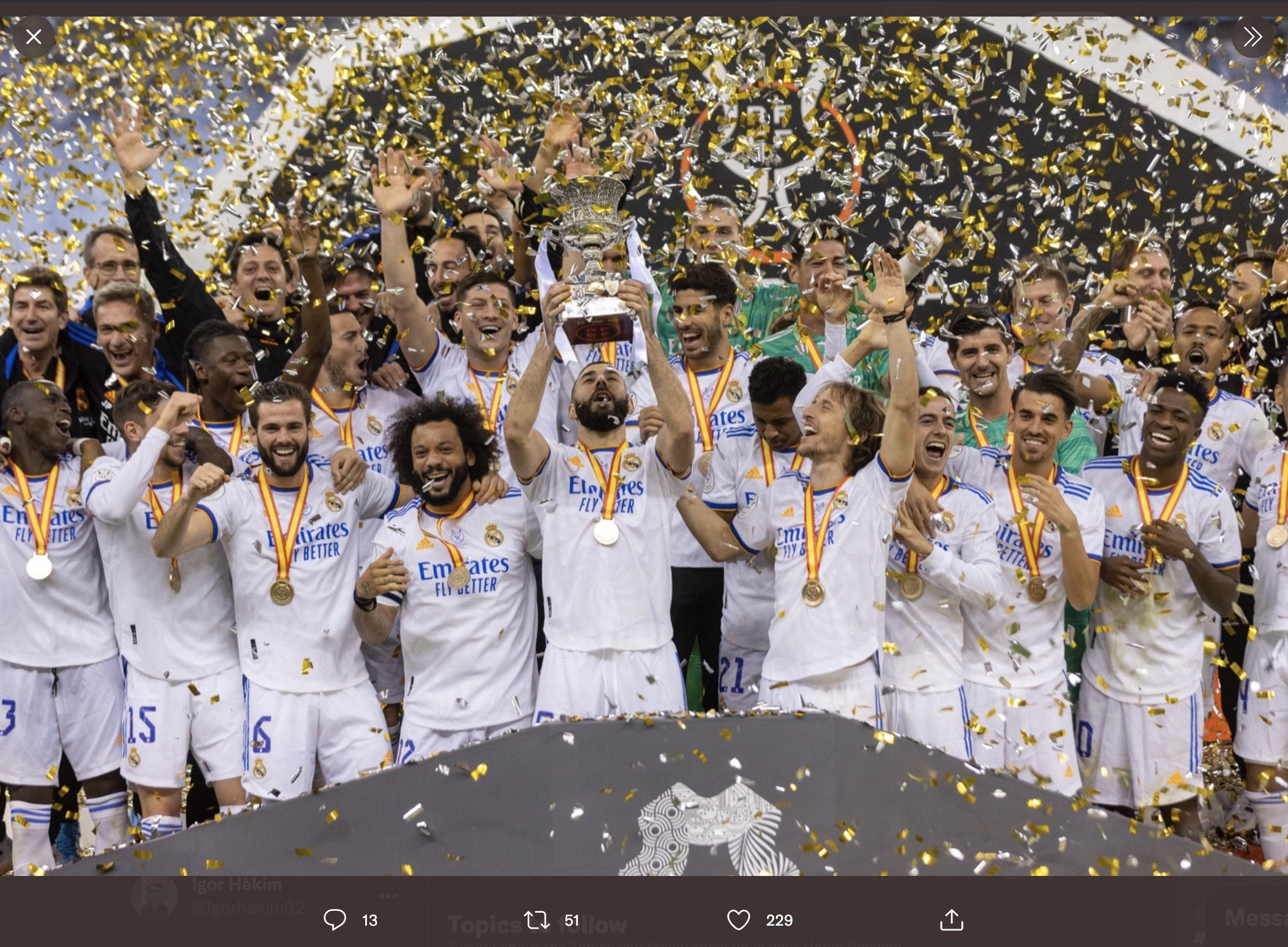 Real Madrid juara Piala Super Spanyol 2021-2022.