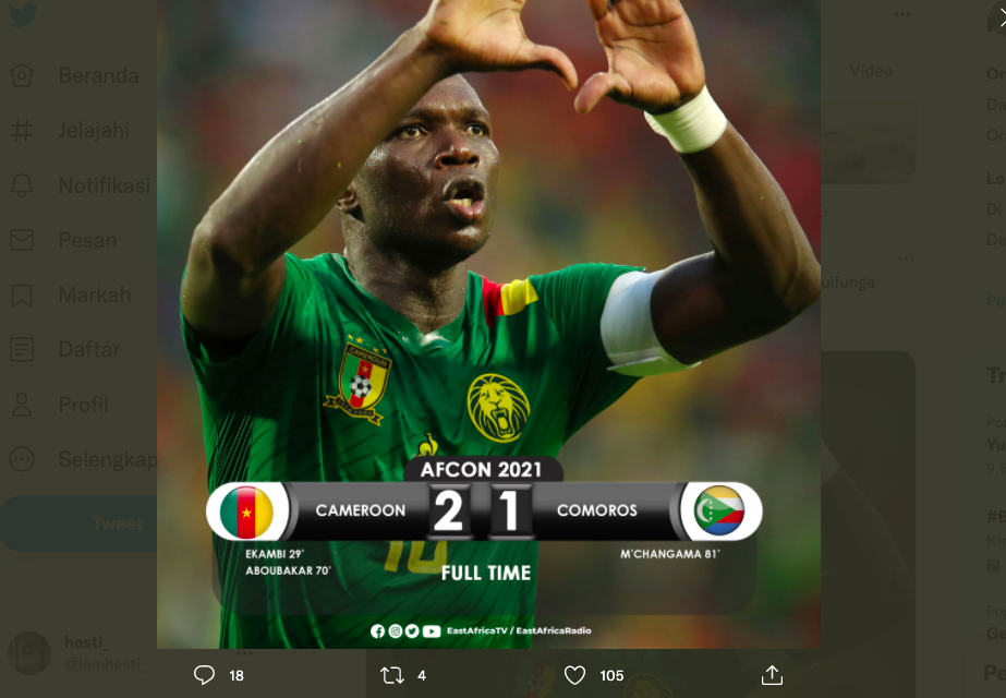 Hasil Kamerun vs Komoro di Piala Afrika