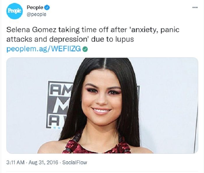 Penyanyi Selena Gomez terpaksa harus memutuskan rehat dari dunia hiburan pada tahun 2016 ketika didagnosa menderita penyakit Lupus.