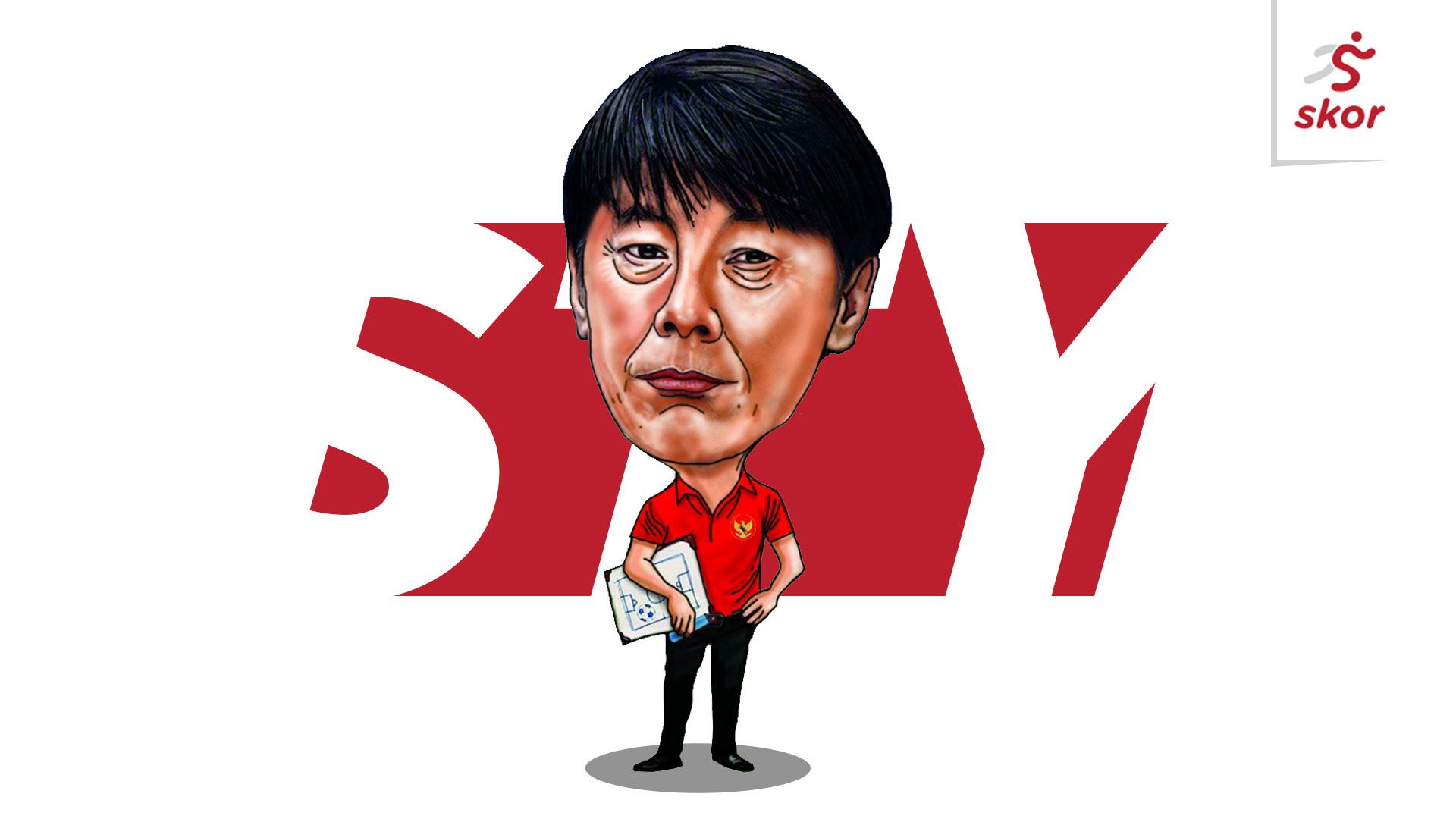 Ilustrasi karikatur Shin Tae-yong.