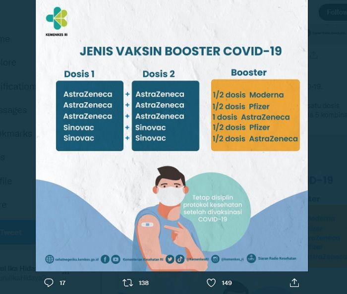 Inilah update kombinasi vaksinasi booster COVID-19 yang diizinkan oleh KemenkesRI.