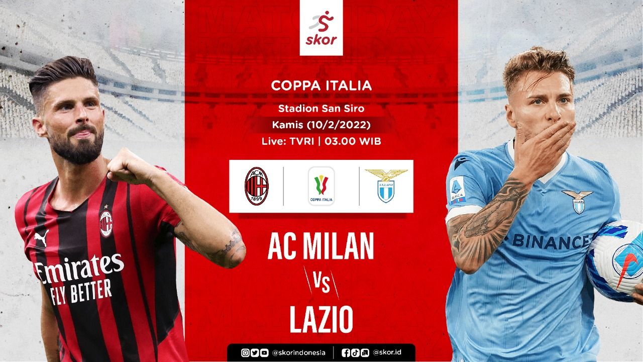 Link Live Streaming AC Milan vs Lazio di Piala Italia