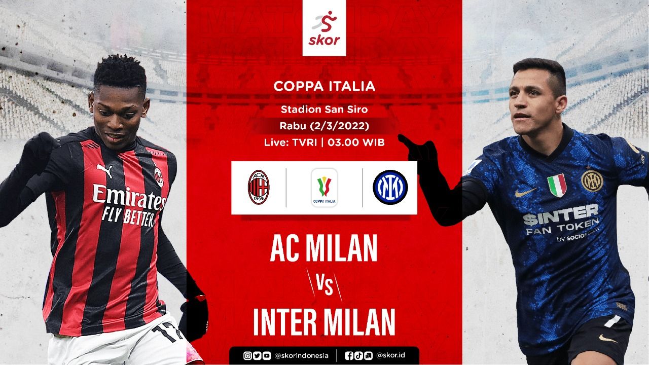 Link Live Streaming AC Milan vs Inter Milan di Piala Italia