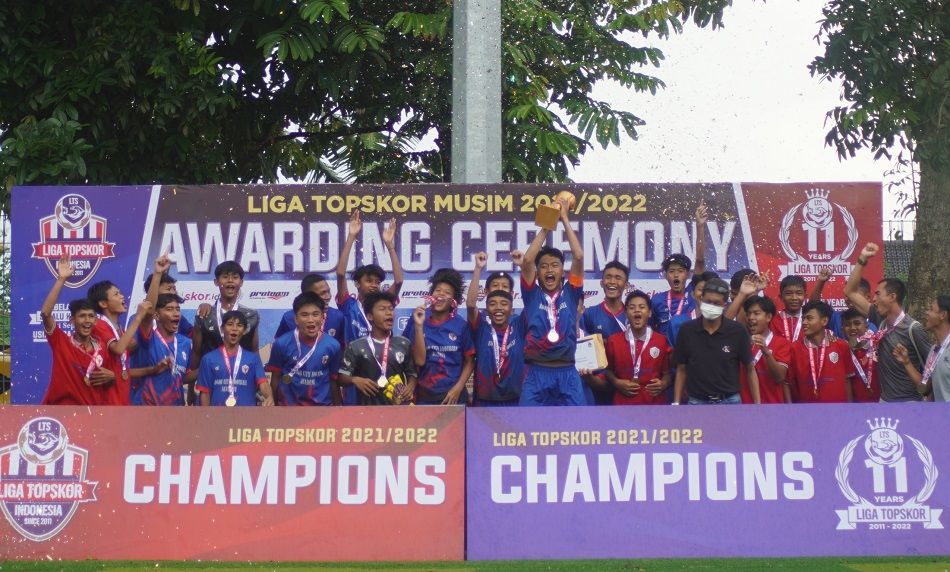 Bogor City merayakan juara Liga TopSkor U-14 2021-2022 Divisi Utama
