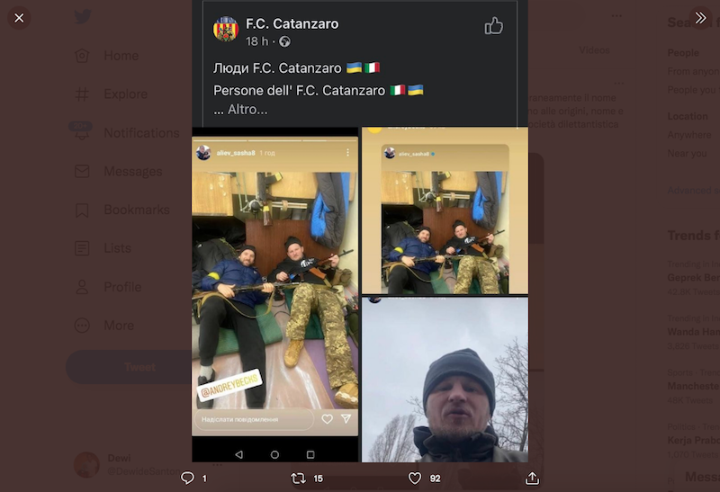 Mantan pemain FC Catanzaro kini ikut terjun dalam perang Ukraina melawan Rusia. 