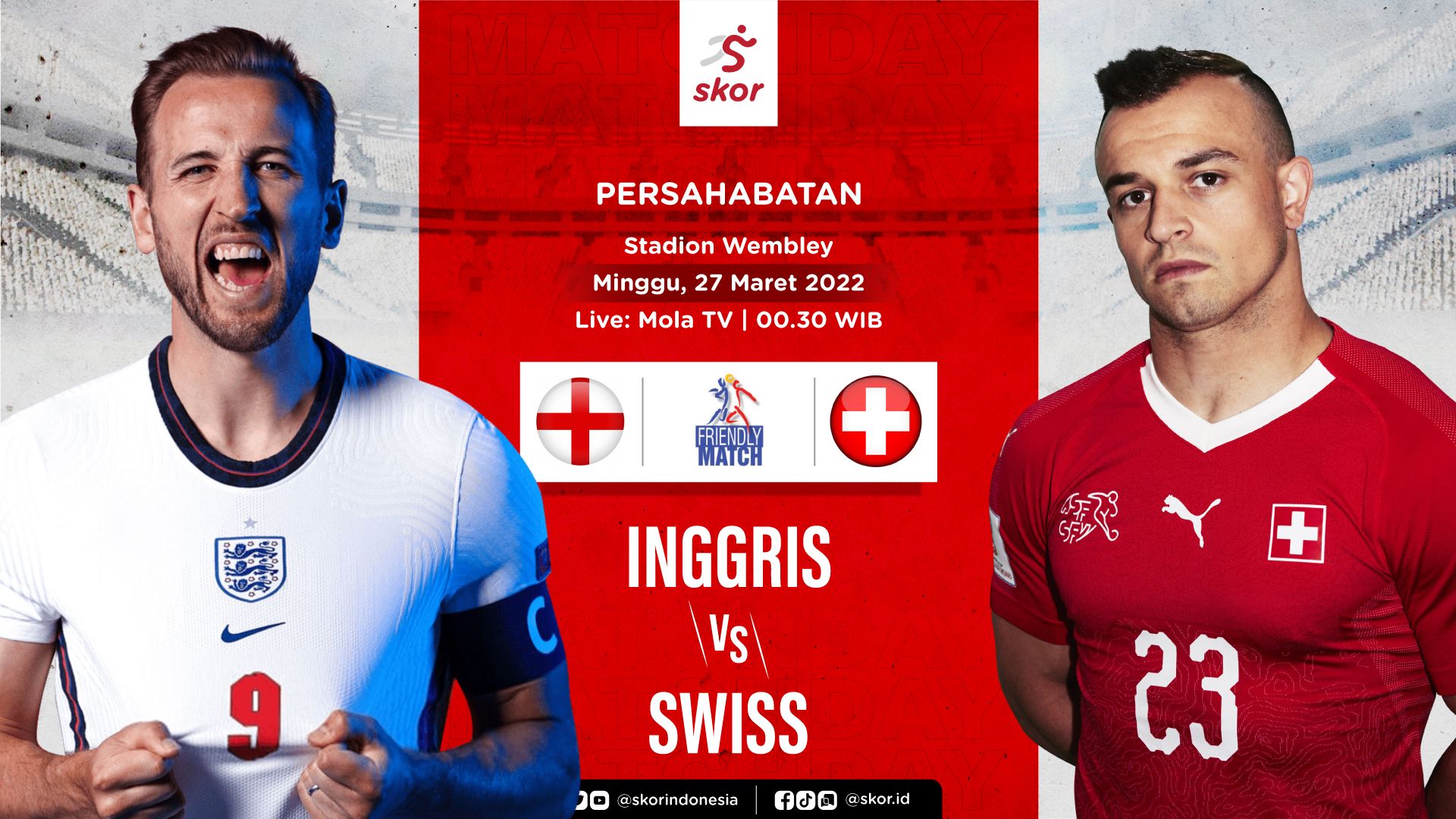 Cover Inggris vs Swiss, Harry Kane vs Xherdan Shaqiri.