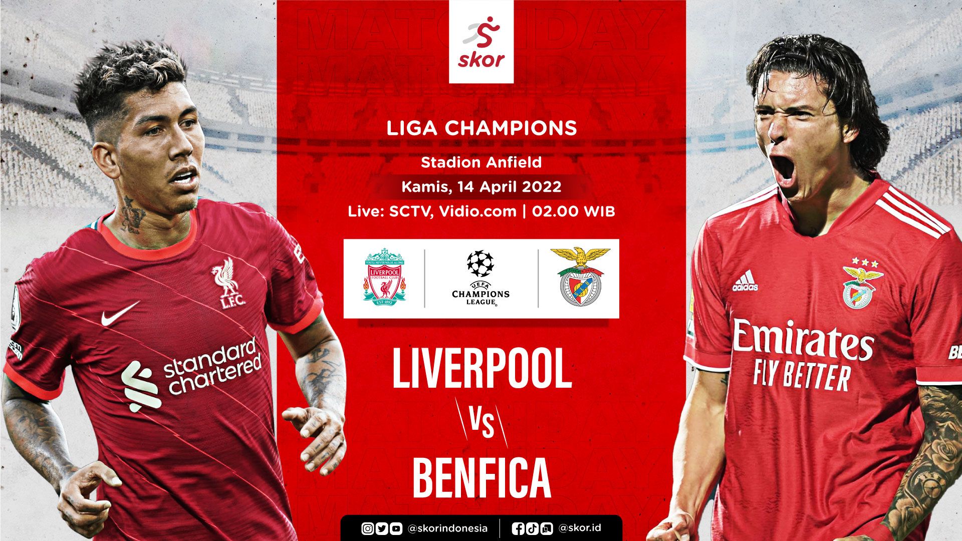 Link Live Streaming Liverpool vs Benfica di Liga Champions