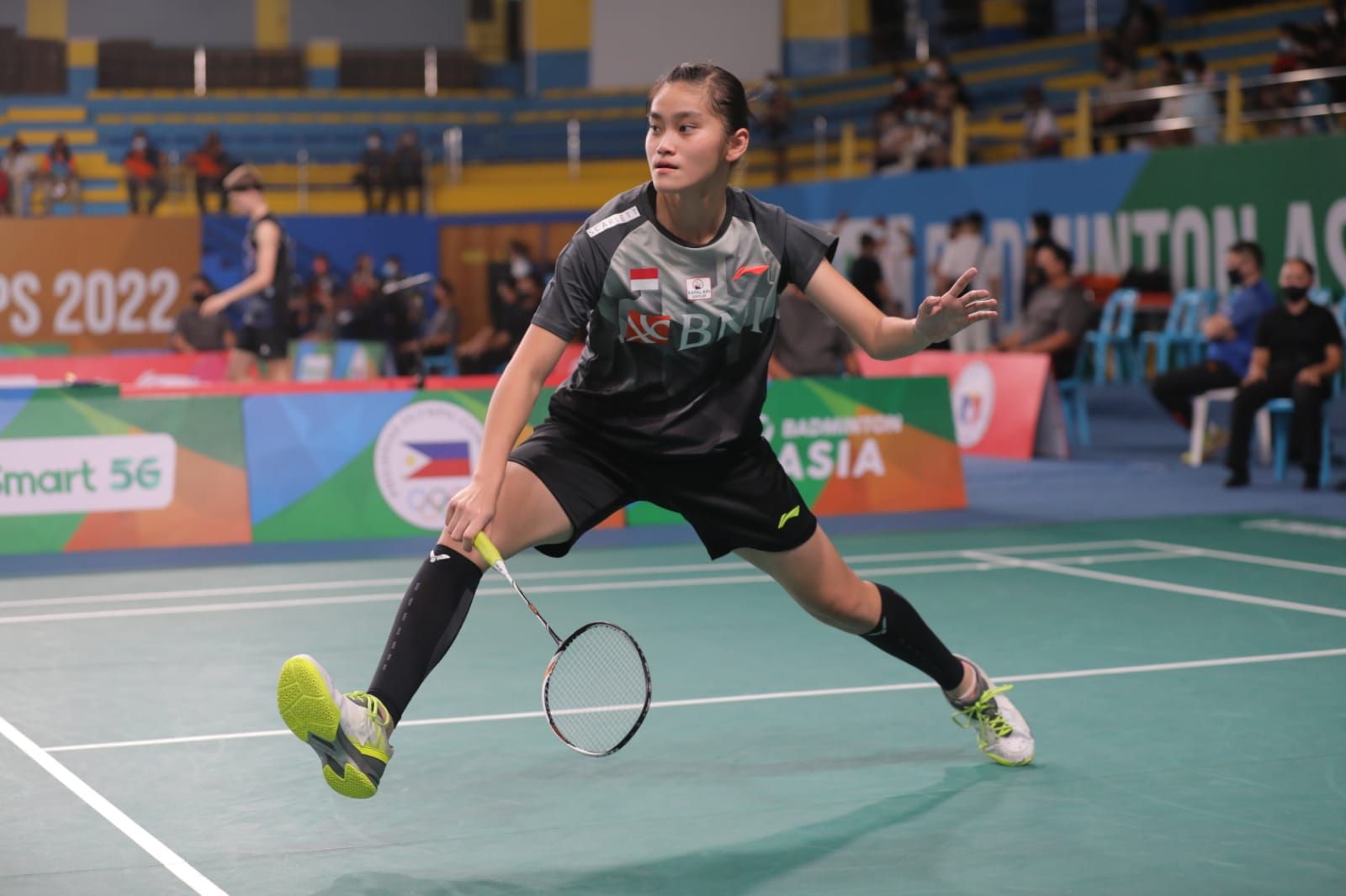 Aksi Stephanie Widjaja di babak kualifikasi Badminton Asia Championships (BAC) 2022 di Manila, Filipina, pada Selasa (26/4/2022).