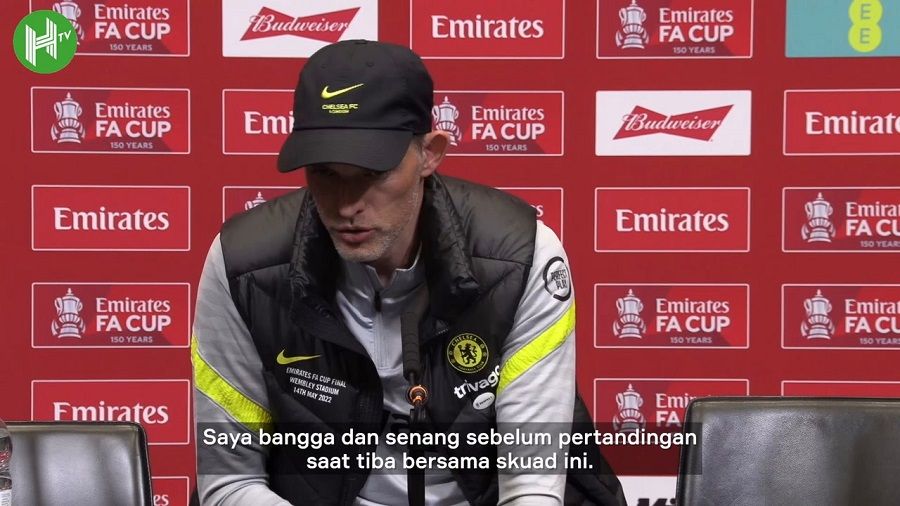 Pelatih Chelsea, Thomas Tuchel, memberikan pernyataan dalam konferensi pers terkait kegagalan timnya di Piala FA.