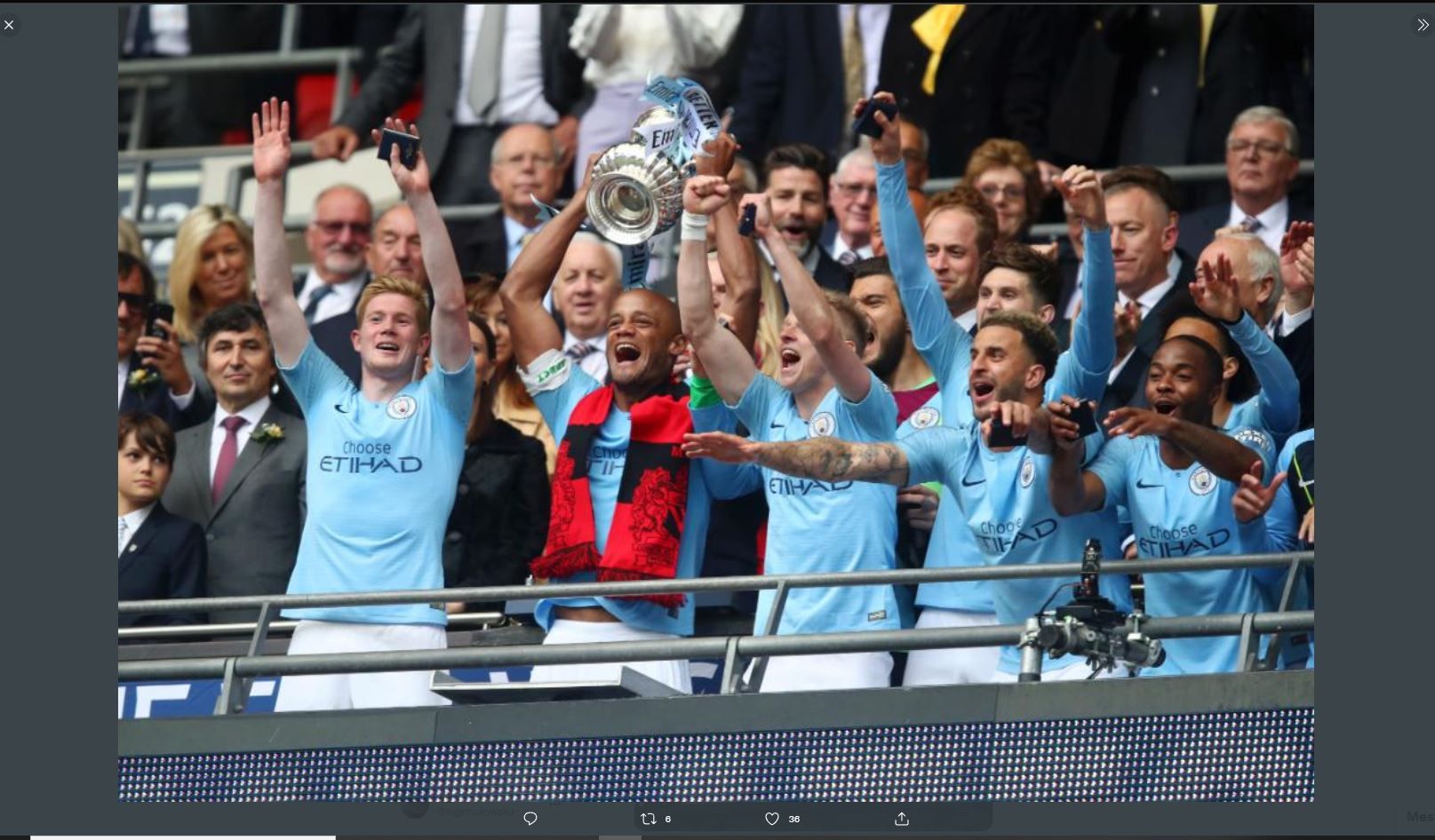 Momen Manchester City juara Liga Inggris musim 2018-2019.