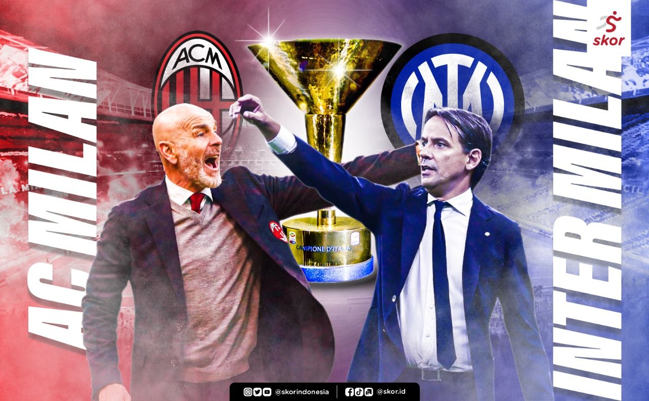 Ilustrasi cover persaingan scudetto AC Milan dan Inter Milan