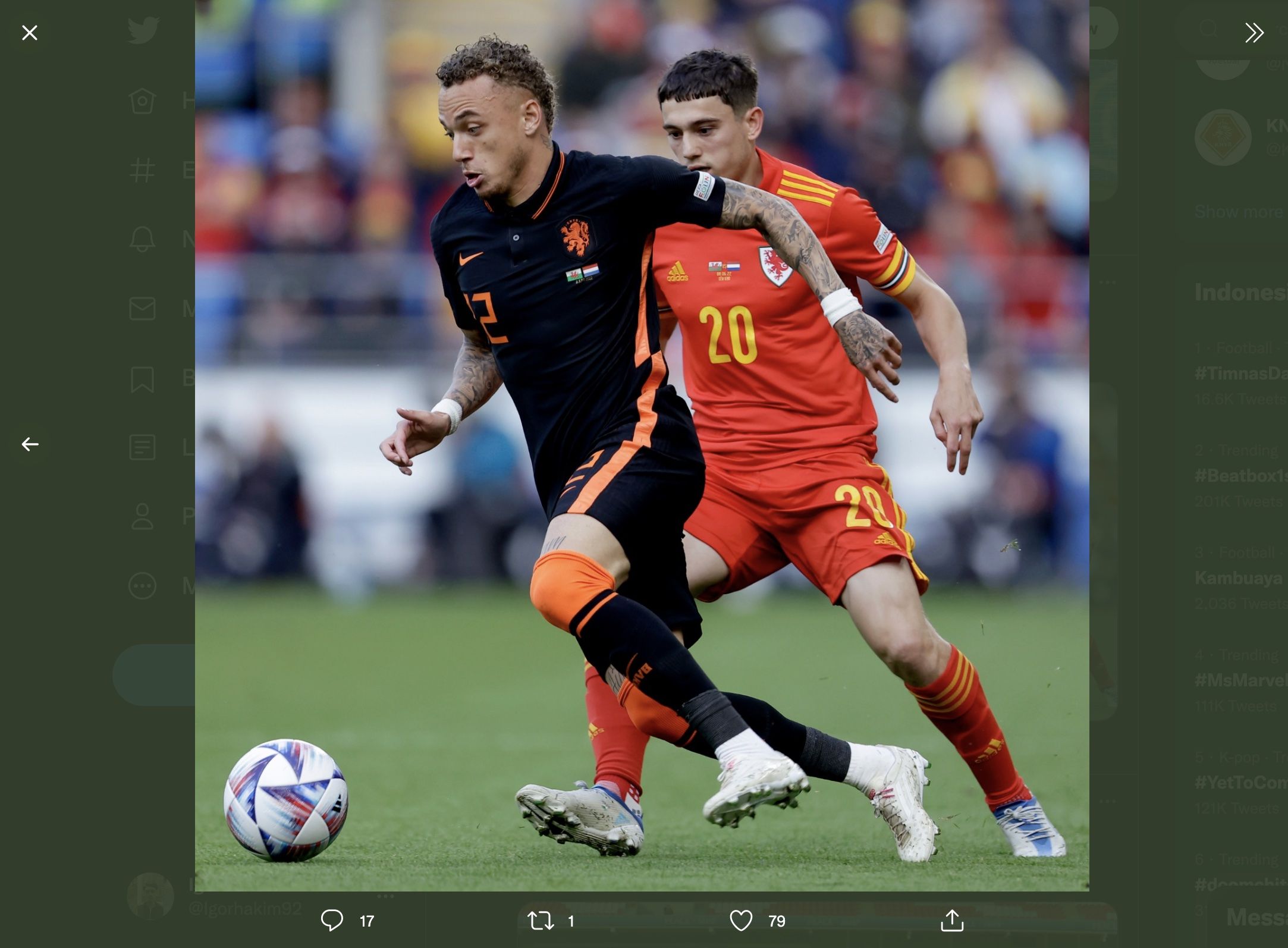UEFA Nations League: Wales 1-2 Belanda (9/6/2022).