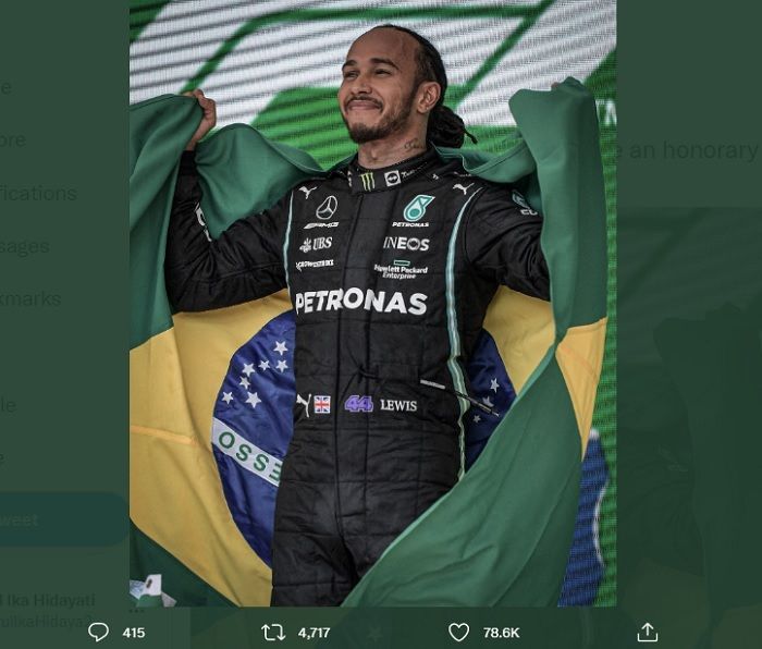 Selebrasi kemenangan Lewis Hamilton pada Grand Prix Brasil pada 2021 mengundang kekaguman seorang anggota Kongres Brasil.