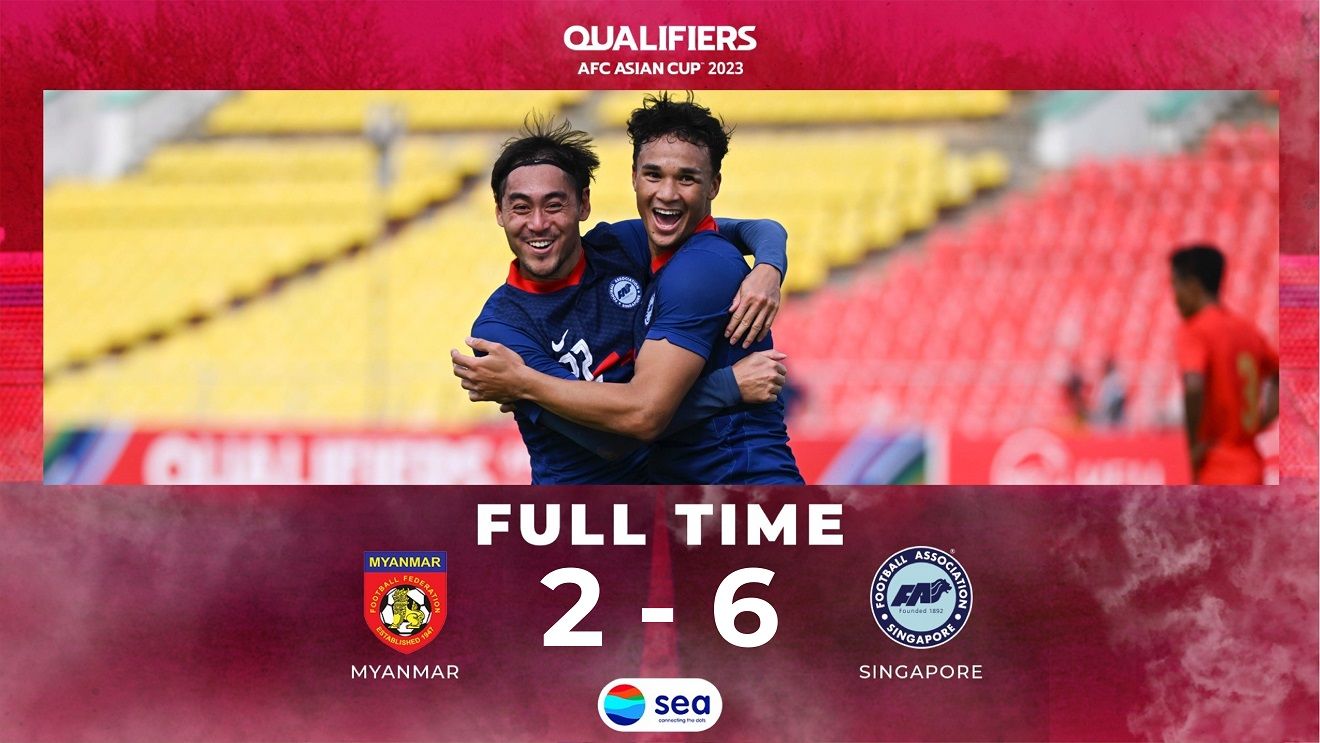 Timnas Singapura menang atas Myanmar pada laga terakhir kualifikasi Piala Asia 2023.