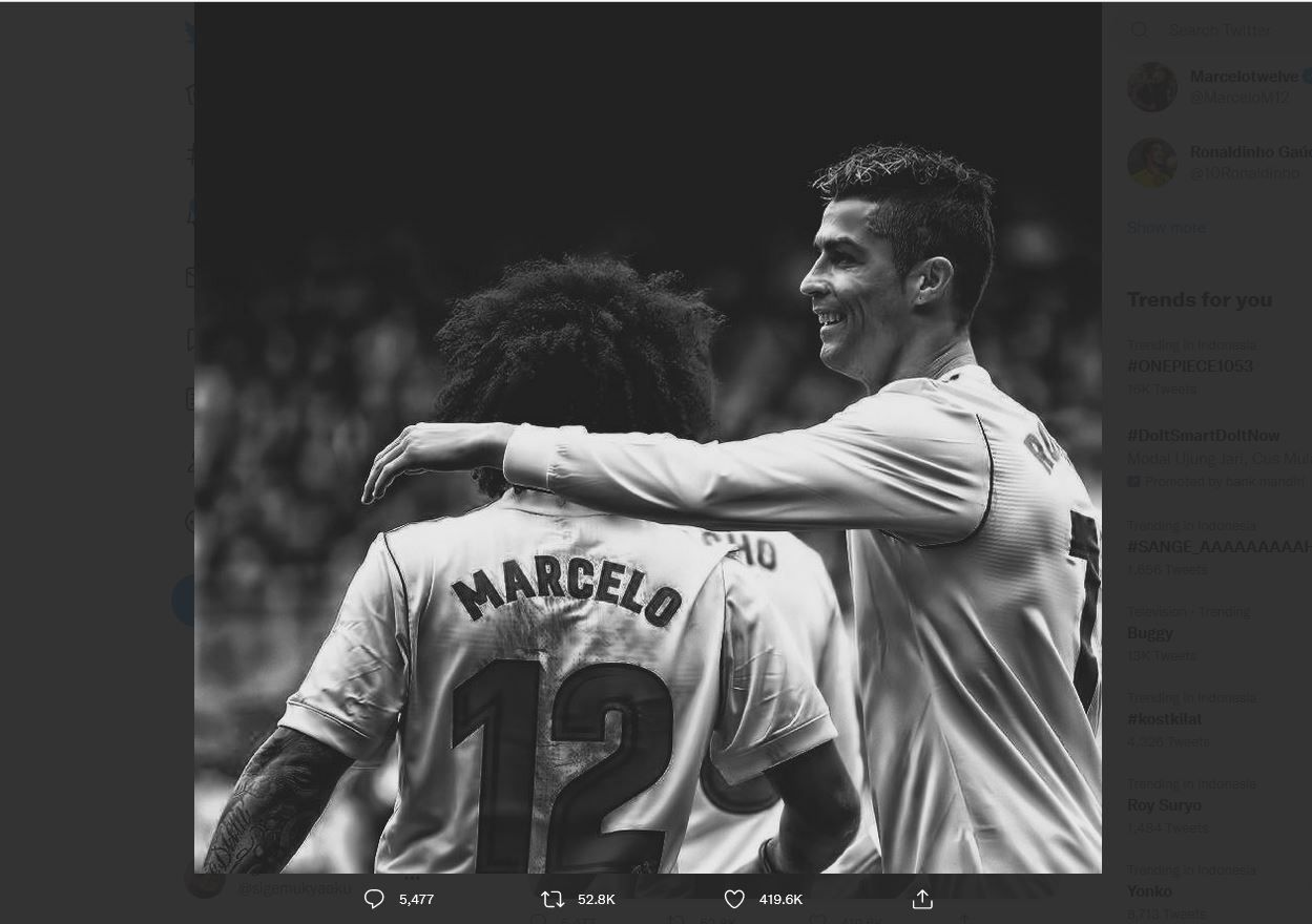 Marcelo dan Cristiano Ronaldo saat masih membela Real Madrid.