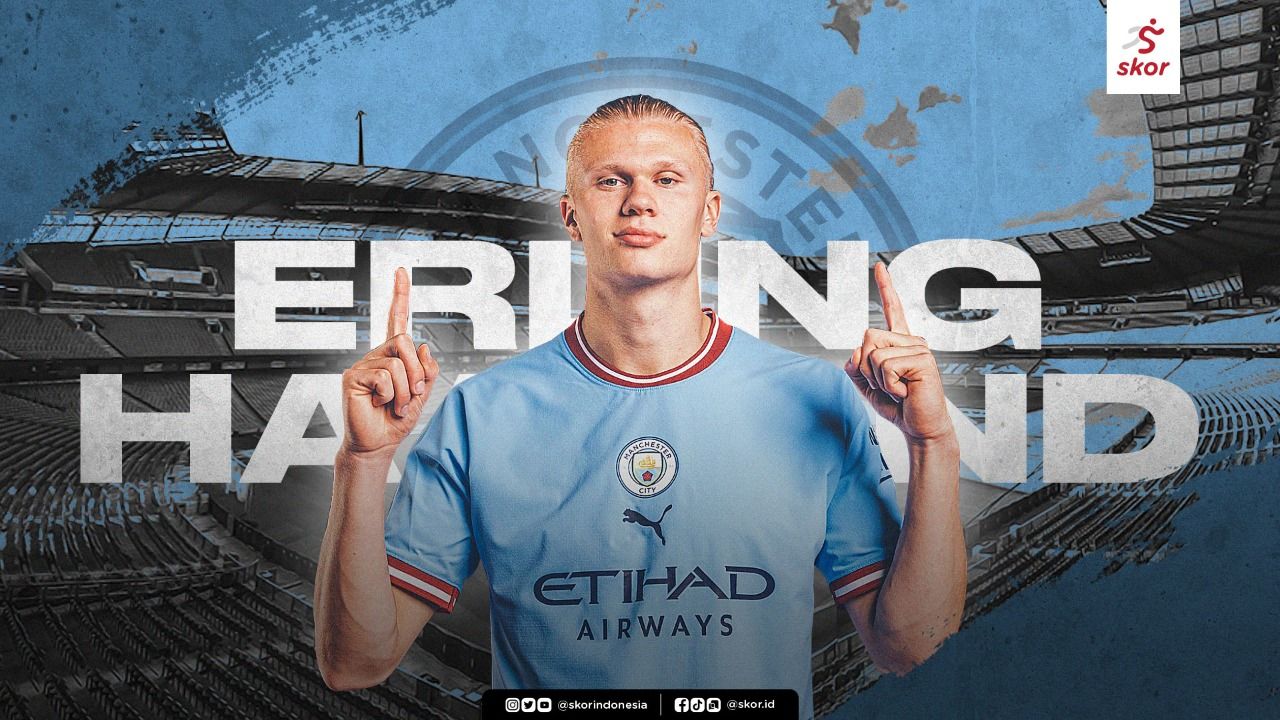 Cover Erling Haaland, pemain Manchester City.