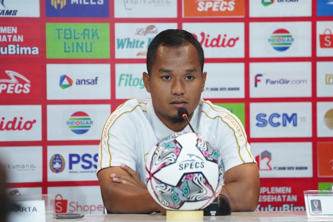 Asisten pelatih Persija Jakarta, Ferdiansyah, saat jumpa pers jelang laga melawan Rans Nusantara FC di Piala Presiden 2022.
