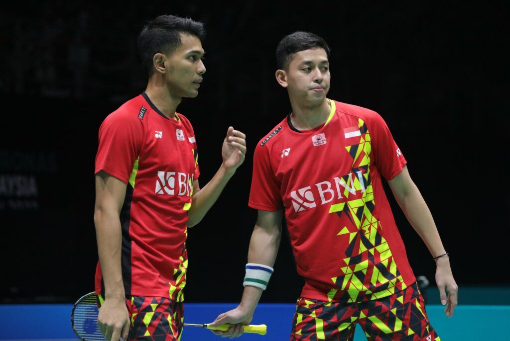 Ganda putra Indonesia, Fajar Alfian/Muhammad Rian Ardianto saat melakoni laga final Malaysia Open 2022, Minggu (4/7/2022).