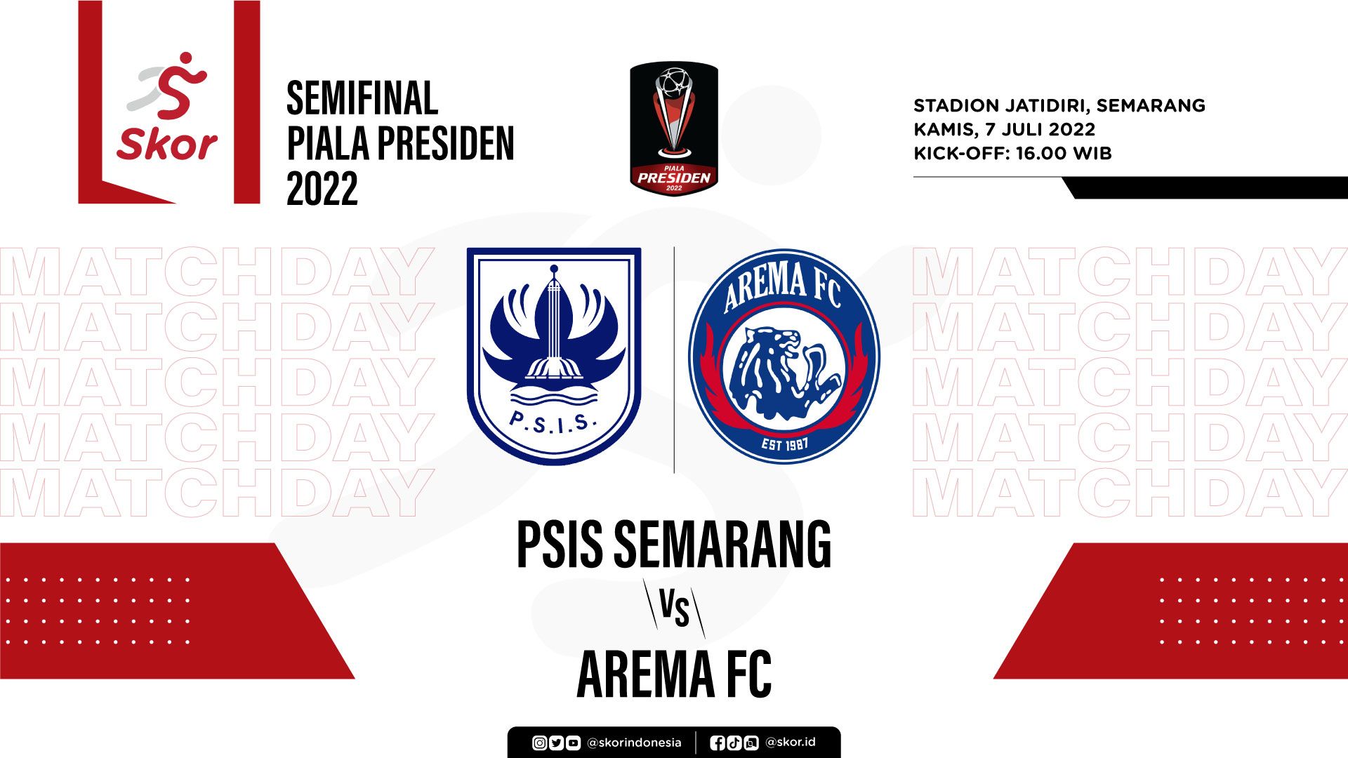 Cover Semifinal Piala Presiden 2022, PSIS Semarang vs Arema FC