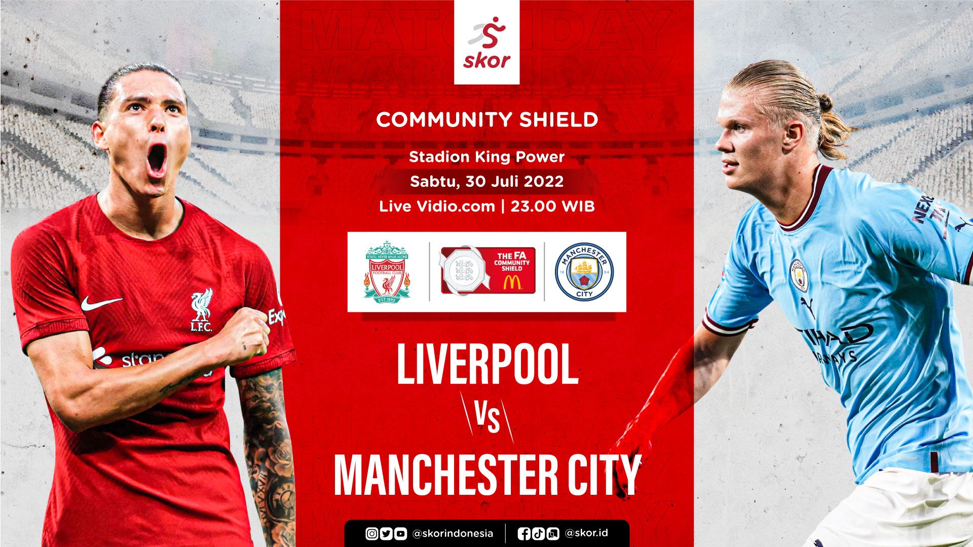 Laga Community Shield, Liverpool vs Manchester City duel Darwin Nunez vs Erling Haaland.
