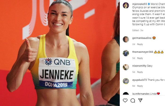Jiggling Michelle Jenneke bisa mencuri perhatian di Commonwealth Games di Birmingham dengan gerakannya.