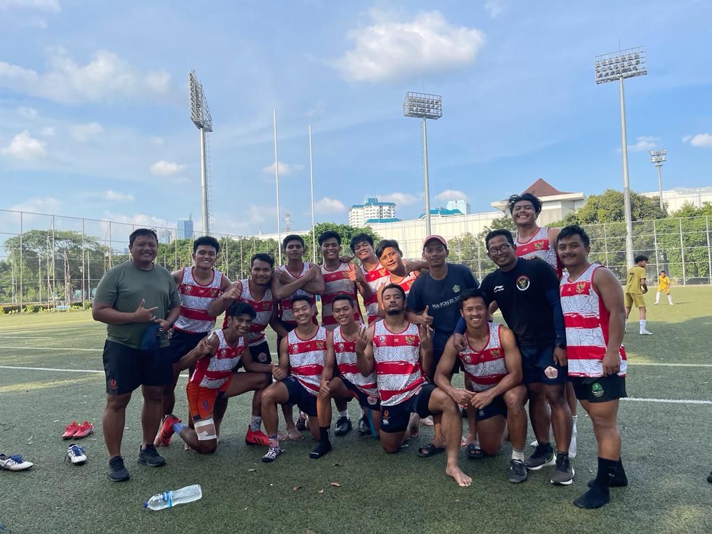 Timnas rugbi tujuh putra Indonesia yang akan berlaga di Asia Rugby Sevens Thropy 2022 di Jakarta pada 7-9 Agustus mendatang.
