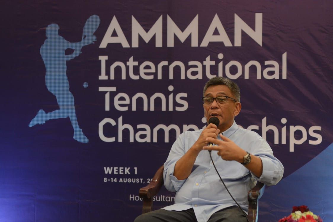 Ketum Pelti, Rildo Ananda Anwar dalam konferensi pers Amman International Tennis Championships