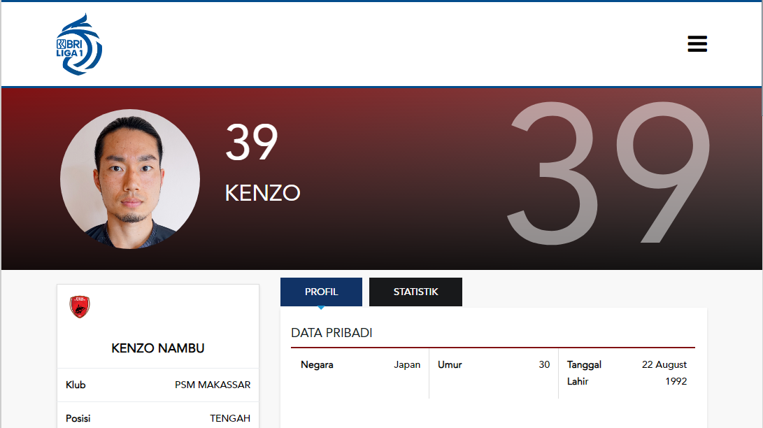 Pemain asing asal Jepang milik PSM Makassar di Liga 1 2022-2023, Kenzo Nambu.