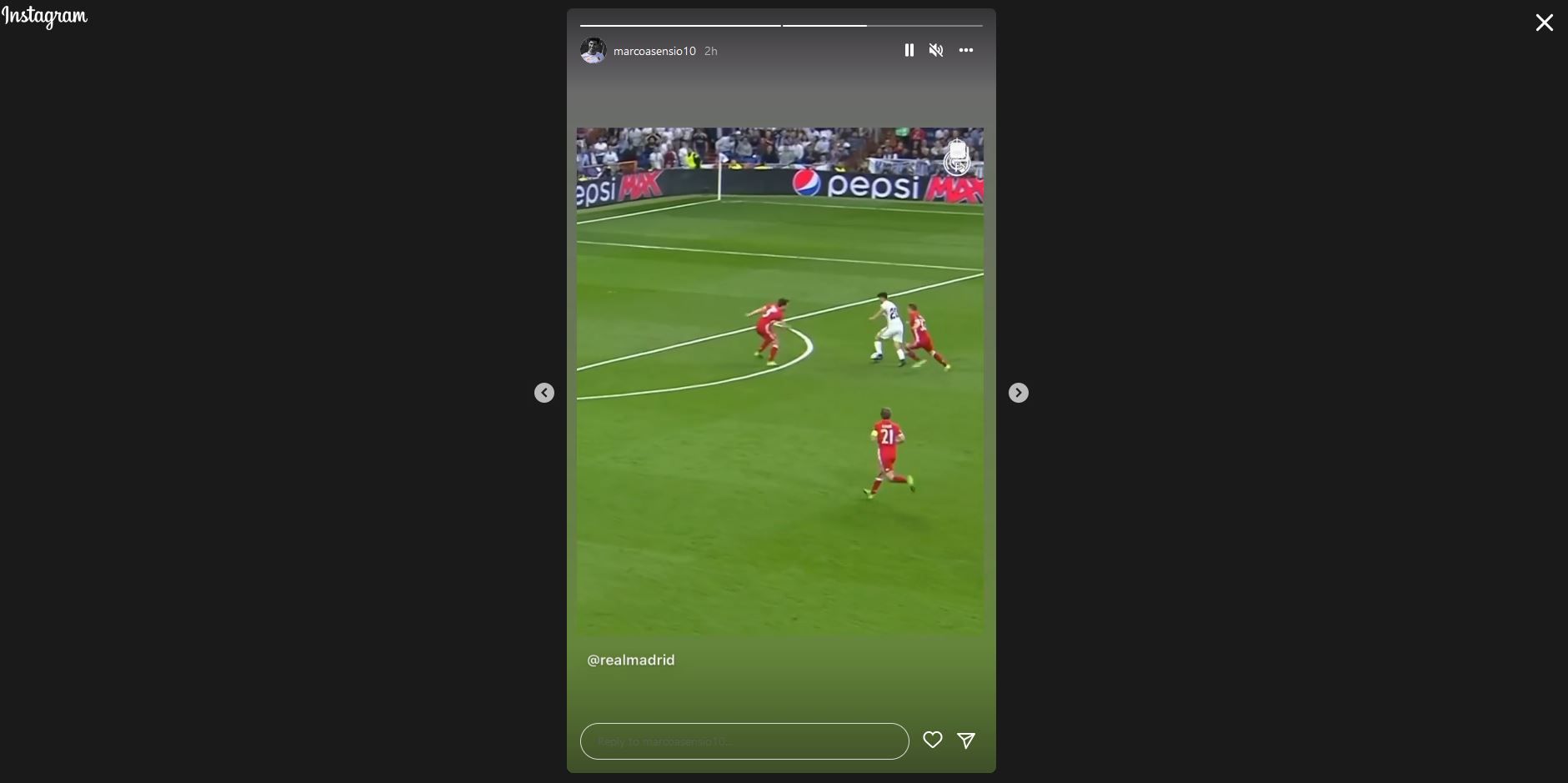 Unggahan Instagram Marco Asensio.