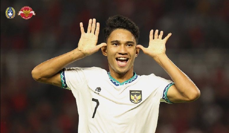 Selebrasi Marselino Ferdinan setelah mencetak gol untuk Indonesia U-20 ke gawang Hong Kong dalam laga kedua Grup F Kualifikasi Piala Asia U-20 2023, 16 September 2022.